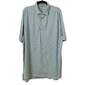 Peter Millar Polo Shirt Mens Large Blue Yellow Summer Comfort Golf Striped
